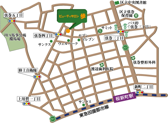 桜新町駅からの案内図